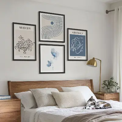 Set de tablouri cu postere abstracte cu linii de flori gata de agățat
