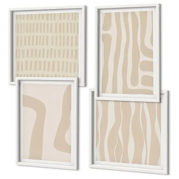 Compoziție de tablouri pentru perete cu forme abstracte în stil boho