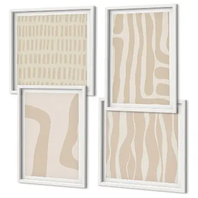 Compoziție de tablouri pentru perete cu forme abstracte în stil boho