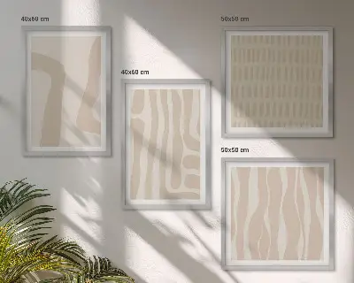 Compoziție de tablouri pentru perete cu forme abstracte în stil boho
