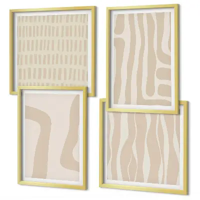 Compoziție de tablouri pentru perete cu forme abstracte în stil boho