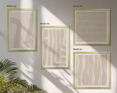 Compoziție de tablouri pentru perete cu forme abstracte în stil boho