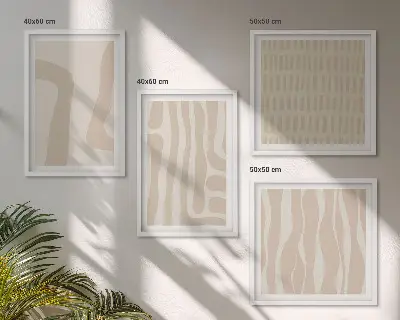 Compoziție de tablouri pentru perete cu forme abstracte în stil boho