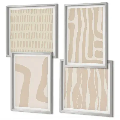 Compoziție de tablouri pentru perete cu forme abstracte în stil boho