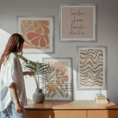 Set de tablouri Flori abstracte pastelate gata de agățat