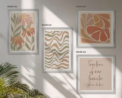 Set de tablouri Flori abstracte pastelate gata de agățat