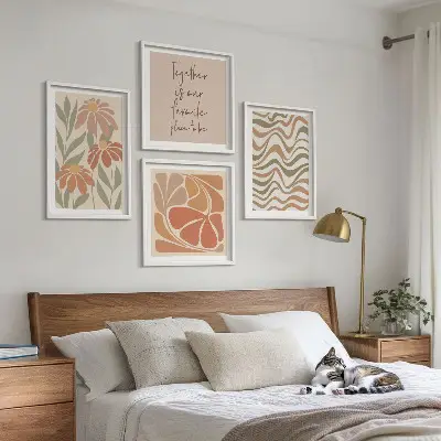 Set de tablouri Flori abstracte pastelate gata de agățat