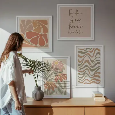 Set de tablouri Flori abstracte pastelate gata de agățat