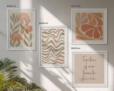 Set de tablouri Flori abstracte pastelate gata de agățat