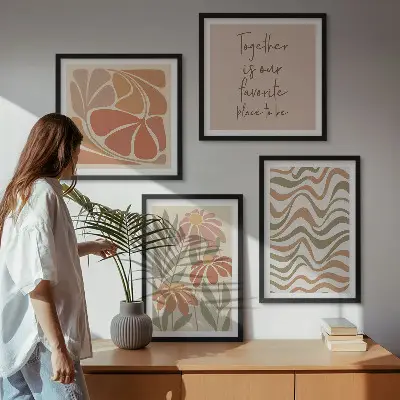 Set de tablouri Flori abstracte pastelate gata de agățat