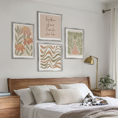 Compoziție de tablouri pentru perete Flori abstracte pastelate