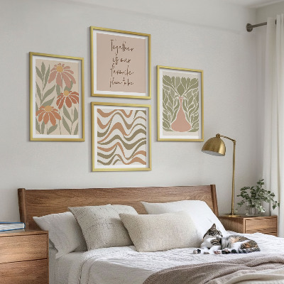 Compoziție de tablouri pentru perete Flori abstracte pastelate