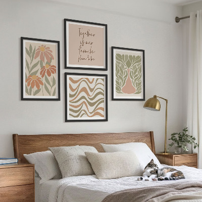 Compoziție de tablouri pentru perete Flori abstracte pastelate