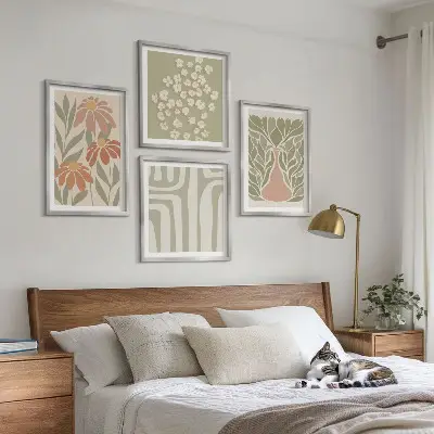 Set de tablouri boho cu motive florale minimaliste gata de agățat