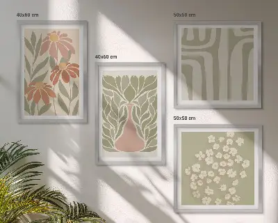 Set de tablouri boho cu motive florale minimaliste gata de agățat
