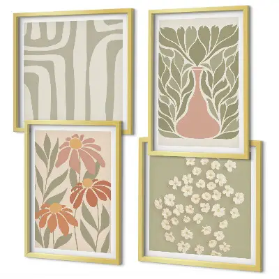 Set de tablouri boho cu motive florale minimaliste gata de agățat