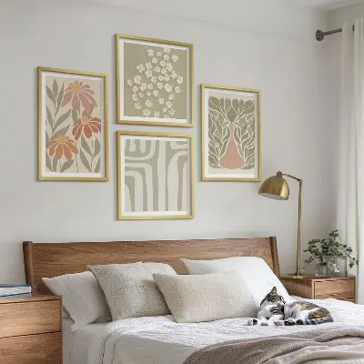 Set de tablouri boho cu motive florale minimaliste gata de agățat