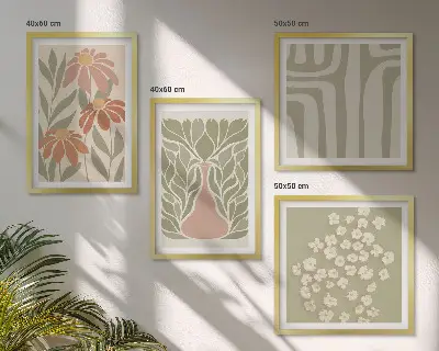 Set de tablouri boho cu motive florale minimaliste gata de agățat