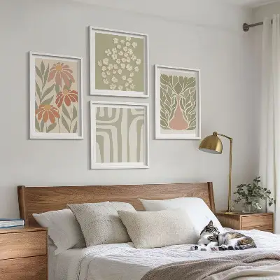 Set de tablouri boho cu motive florale minimaliste gata de agățat