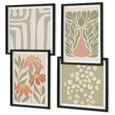 Set de tablouri boho cu motive florale minimaliste gata de agățat