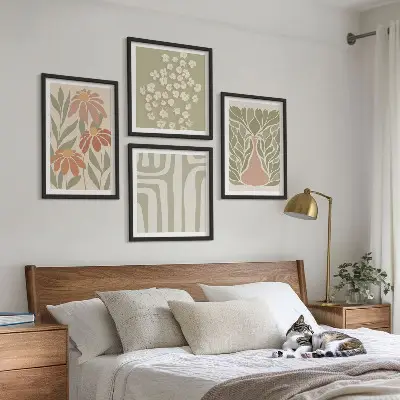Set de tablouri boho cu motive florale minimaliste gata de agățat