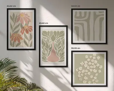 Set de tablouri boho cu motive florale minimaliste gata de agățat