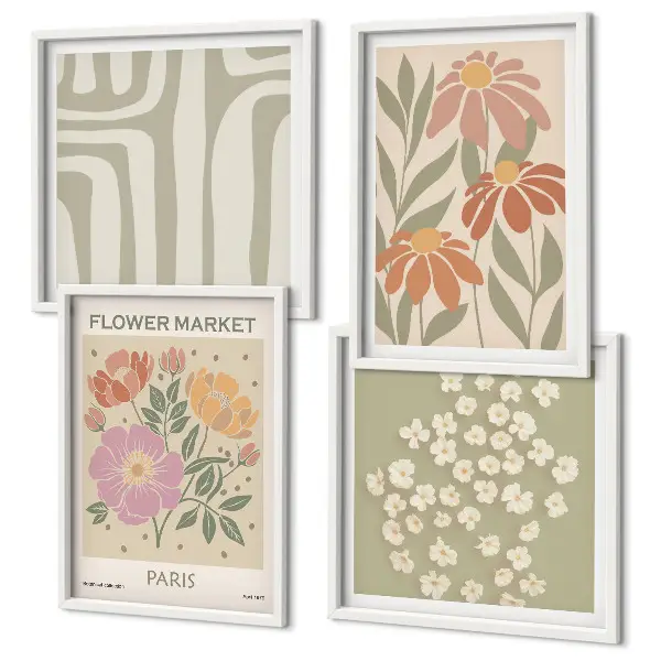 Set de tablouri decorative gata de agățat cu motive botanice în stil minimalism parizian