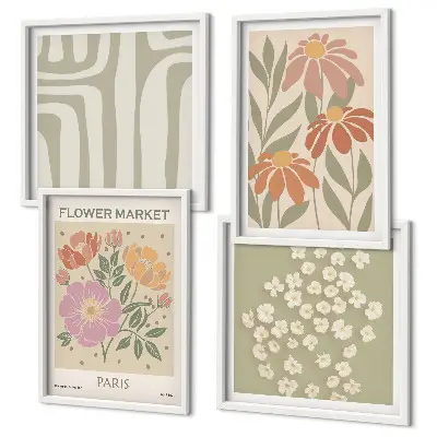 Set de tablouri decorative gata de agățat cu motive botanice în stil minimalism parizian