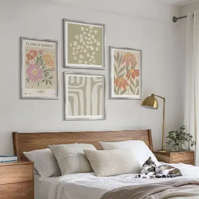 Set de tablouri decorative gata de agățat cu motive botanice în stil minimalism parizian