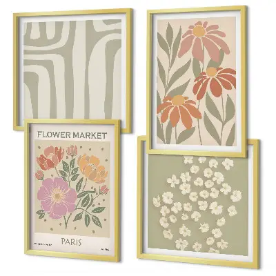 Set de tablouri decorative gata de agățat cu motive botanice în stil minimalism parizian