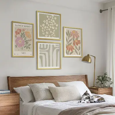 Set de tablouri decorative gata de agățat cu motive botanice în stil minimalism parizian