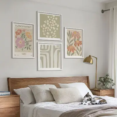 Set de tablouri decorative gata de agățat cu motive botanice în stil minimalism parizian