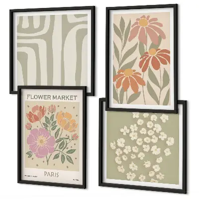 Set de tablouri decorative gata de agățat cu motive botanice în stil minimalism parizian