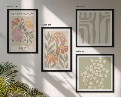 Set de tablouri decorative gata de agățat cu motive botanice în stil minimalism parizian
