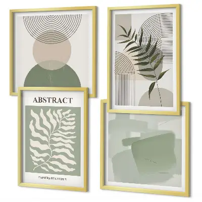 Compoziție de tablouri pentru perete cu abstracțiuni botanice în stil boho
