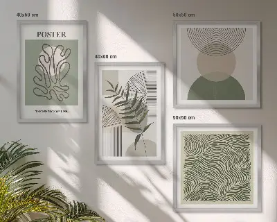 Set de tablouri gata de agățat cu modele botanice geometrice