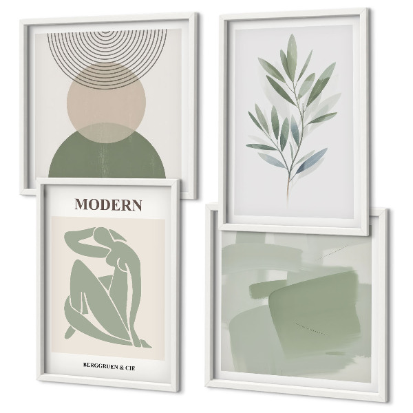 Compoziție de tablouri pentru perete Grafică abstractă elegantă a plantelor