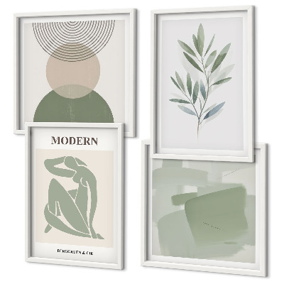 Compoziție de tablouri pentru perete Grafică abstractă elegantă a plantelor