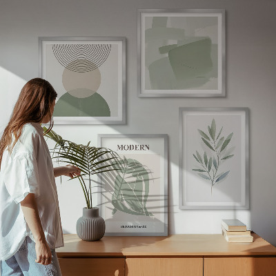 Compoziție de tablouri pentru perete Grafică abstractă elegantă a plantelor