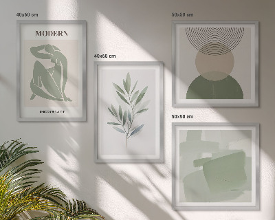 Compoziție de tablouri pentru perete Grafică abstractă elegantă a plantelor