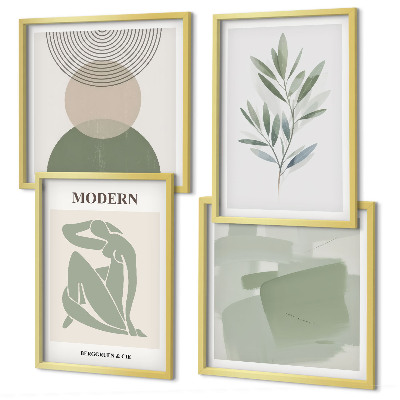 Compoziție de tablouri pentru perete Grafică abstractă elegantă a plantelor