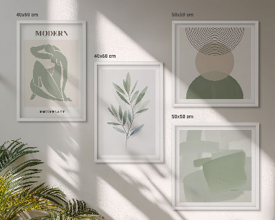 Compoziție de tablouri pentru perete Grafică abstractă elegantă a plantelor
