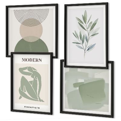 Compoziție de tablouri pentru perete Grafică abstractă elegantă a plantelor