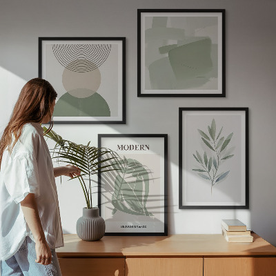 Compoziție de tablouri pentru perete Grafică abstractă elegantă a plantelor