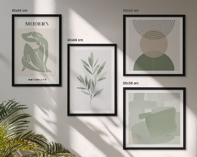 Compoziție de tablouri pentru perete Grafică abstractă elegantă a plantelor