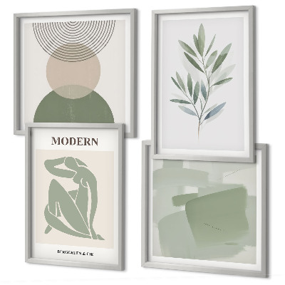 Compoziție de tablouri pentru perete Grafică abstractă elegantă a plantelor