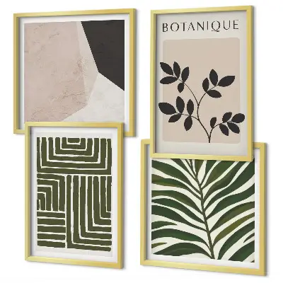 Compoziție de tablouri pentru perete cu tematică botanică în stil boho