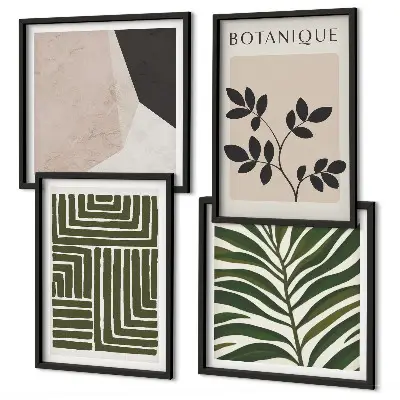 Compoziție de tablouri pentru perete cu tematică botanică în stil boho