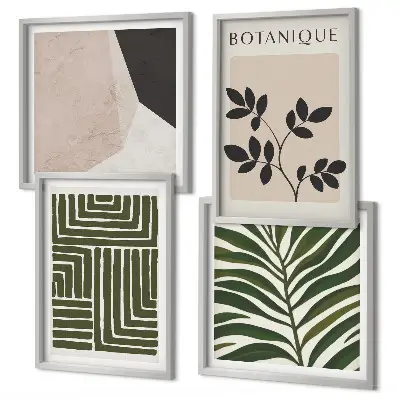 Compoziție de tablouri pentru perete cu tematică botanică în stil boho