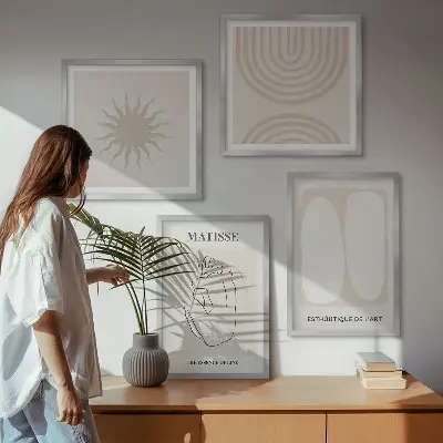 Set de tablouri gata de agățat cu design de linii minimaliste elegante